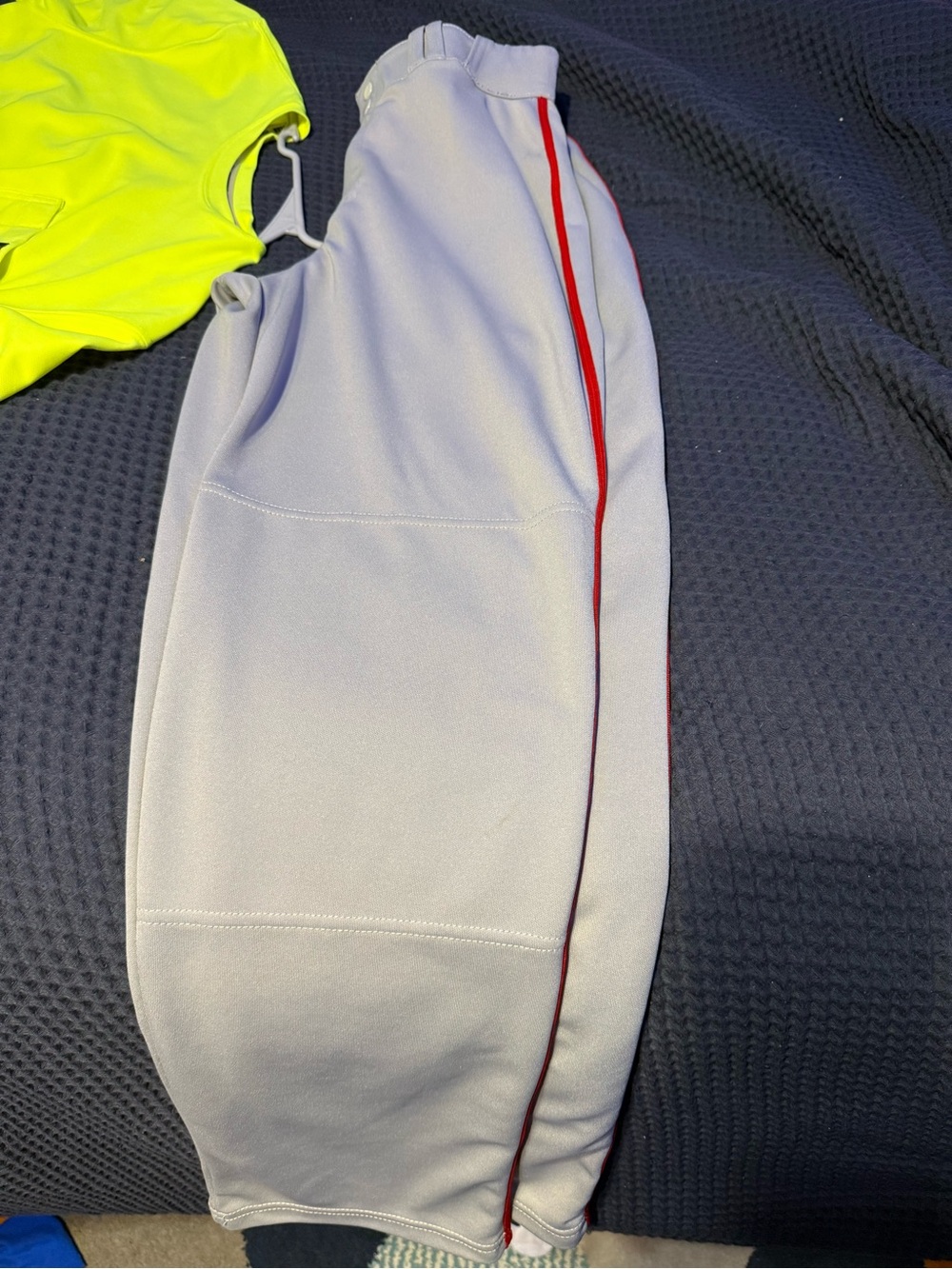 Light Gray Athletic Baseball pants with Red Side Stripe